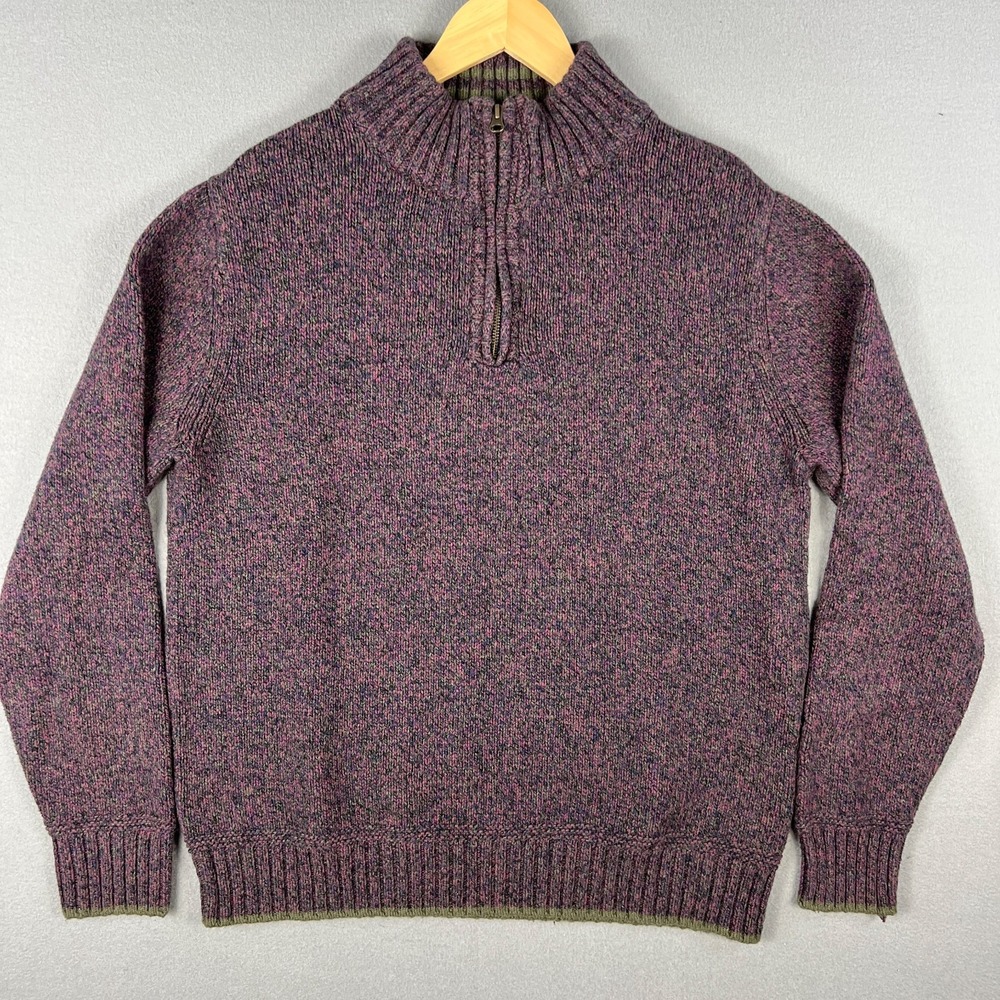 7 Diamonds Bryce Marled Half Zip Sweater Mens Large Cotton Wool Blend Old Money